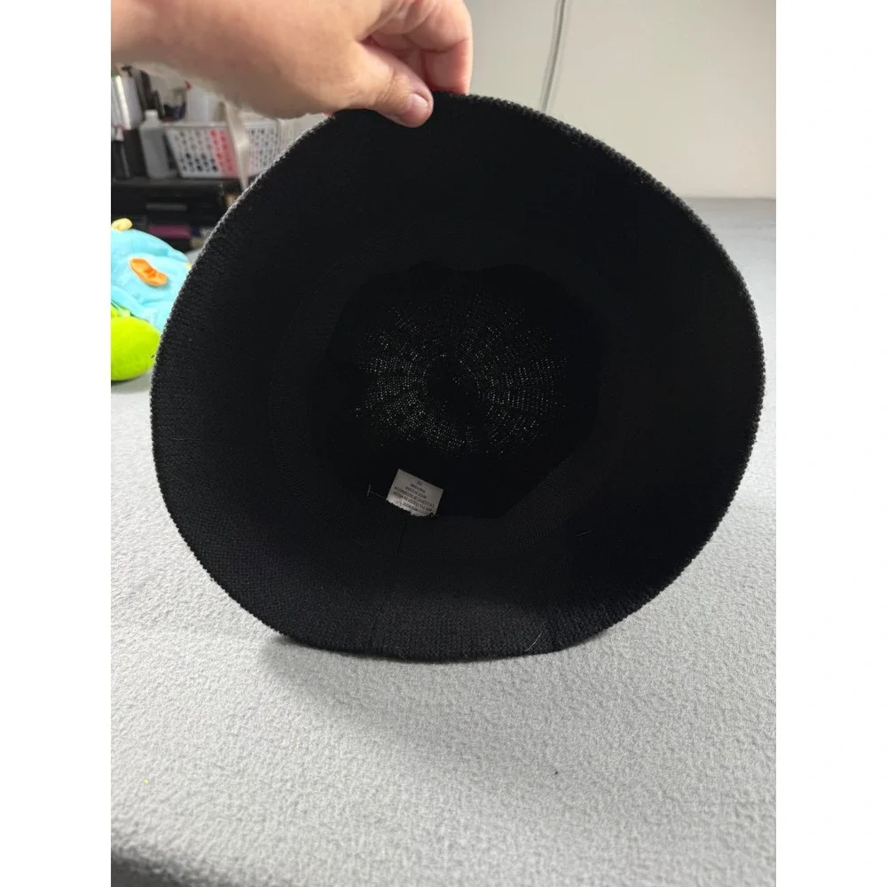 Black Wool Blend Cloche Bucket Hat Rhinestone Floral Accent One Size‎ Vintage